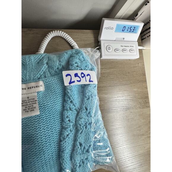 For The Republic Women’s Small Blue Open Knit Cardigan 100% Cotton Ruffle Shrug - Picture 11 of 11